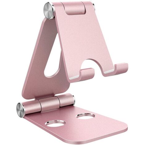 Support Téléphone Tablette - 1 Unité - Alliage D'aluminium - Angle Réglable - Bureau Et Maison - Or Rose (1/5)
