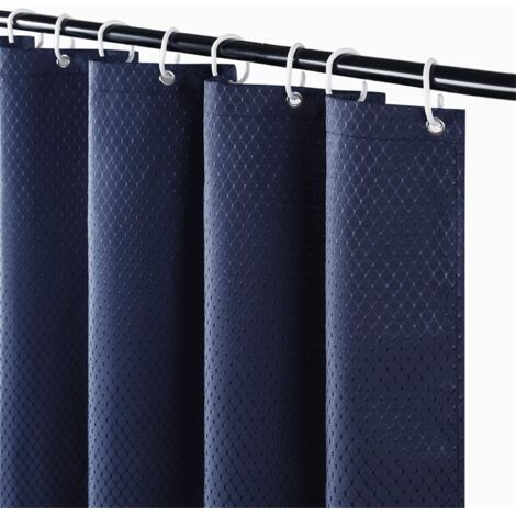 Rideau de Douche - 1 Unité - Polyester - Motif Gaufre Imperméable - Anti Moisissure Salle de Bain - Bleu Marine 150x180cm (1/5)