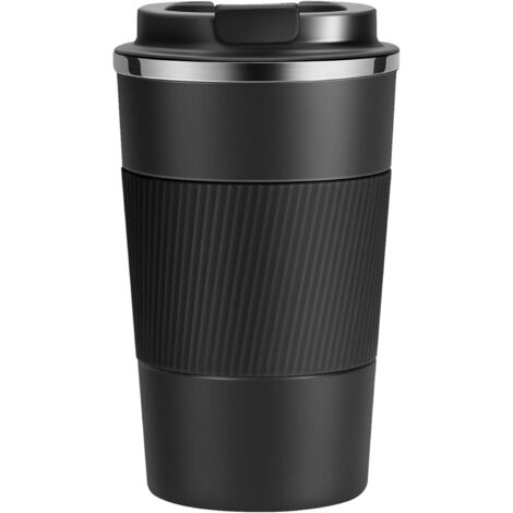 Tasse Isotherme - 1 Unité - Acier Inoxydable - Maintien Température 6h - Voyage Bureau Voiture - 380ml Noir (1/5)