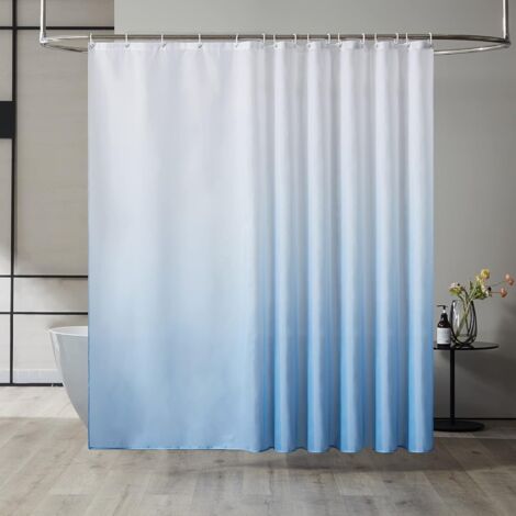 Rideau de Douche - 1 Pièce - Polyester Bleu Dégradé - Imperméable et Anti Moisissure - Pour Baignoire - 240x200cm (1/5)