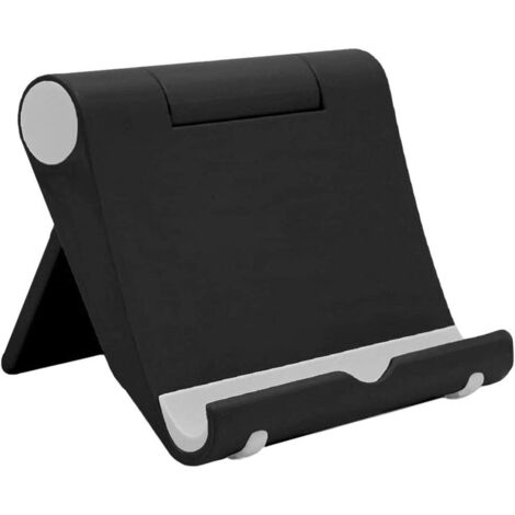 Support Téléphone Bureau - 1 Unité - ABS Et Silicone - Réglable 0-270° - Pour Smartphone Et Tablette - Noir (1/5)