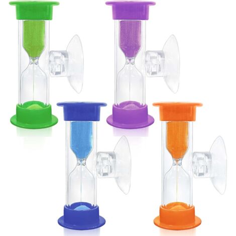 Lot de 4 Sabliers 1 Minute - Ventouse - Verre et Acrylique - Minuteur Jeux Cuisine École - 2x7cm - Multicolore (1/5)