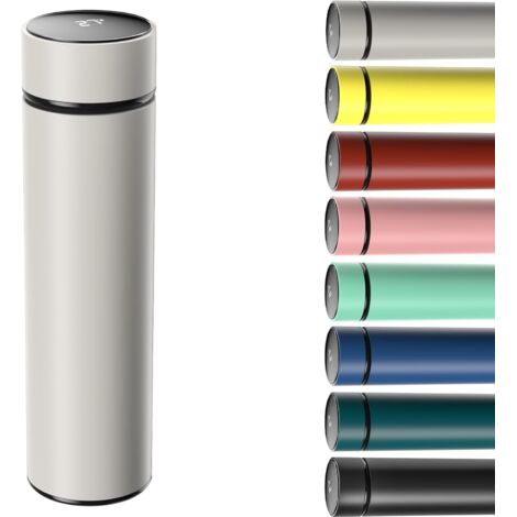 Bouteille Isotherme - 1 Unité - Acier Inoxydable - Affichage Température LED - Voyage et Bureau - 500ML Gris (1/5)