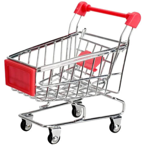Mini chariot de courses, modèle de chariot pratique, jouet de rangement, jouet décoratif, rouge.