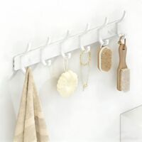 Coat & Hat Hook — White, 6 Hooks — Staggered Rows Coat & Hat Hook — White, 6 Hooks — Staggered Rows