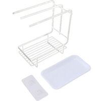 Porte-éponge avec bac d'égouttage, séchage rapide, fond creux, antirouille, pour évier de cuisine ou de salle de bain, blanc