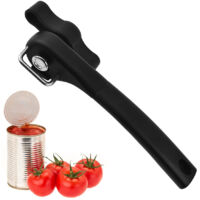 Ouvre-boîte manuel, ouvre-boîte manuel avec lame latérale, ouvre-boîte de voyage portable, lame dissimulée en acier inoxydable et poignée en caoutchouc.
