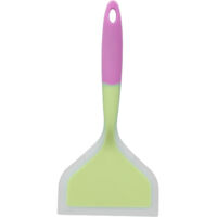Spatule de cuisine bicolore en silicone transparent à large ouverture, adaptée aux cuisines domestiques, pouvant être utilisée pour faire des crêpes et des frites.