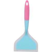 Spatule de cuisine bicolore en silicone transparent à large ouverture, adaptée aux cuisines domestiques, pouvant être utilisée pour faire des crêpes et des frites.