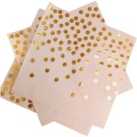 Serviettes En Papier - 100 Pièces - Paillettes Rose Et Or - Absorption Eau - Mariage Cocktail Anniversaire - 33x33 Cm