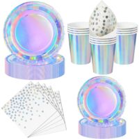 Vaisselle Jetable Argent - 50 Pièces - Carton Rigide - Pour 15 Invités - Mariage Et Fête