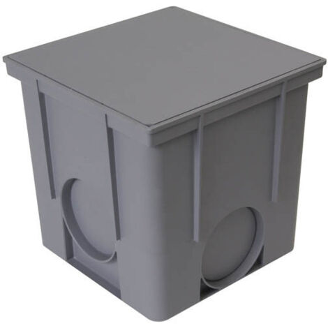 Nicoll – Regard + couvercle 25x25x25 gris – Pour eaux pluviales – Emboîtures femelle Ø100 – Accès direct pour maintenance (1/5)
