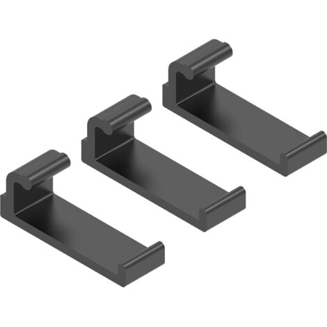 Set de 3 crochets sous tablette pour etagère hang - Décor : Noir - Hauteur : 12 mm - Largeur : 10 mm - Matériau : Aluminium - Profondeur : 32 mm - (1/2)