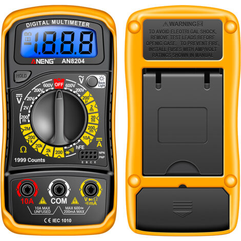 Nannigr Multimètre professionnel haute précision avec coque silicone orange - Livré sans piles (1/5)