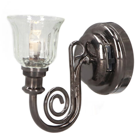 Nannigr 1:12 Pollhouse Wall lampe LED éclairage chaud Vintage Vintage Applique miniature en métal avec batterie (1/5)