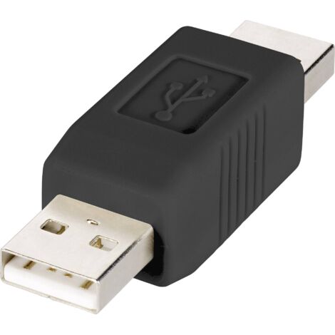 Adaptateur USB 2.0 type A mâle – 1x USB 2.0 type A mâle – Contacts dorés pour transfert rapide – Noir – Vitesse 480 MBit/s – - Y306091