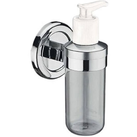 Distributeur de savon - Décor : Chromé - Hauteur : 167 mm - Profondeur : 96 mm - Platine : 75 mm - Matériau : Laiton / PET - Contenance : 200 ml - (1/2)