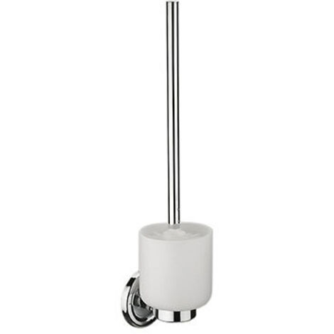 Support balai wc - Profondeur : 119 mm - Platine : 75 mm - Hauteur : 400 mm - Décor : Chromé - Matériau : Laiton - (1/2)