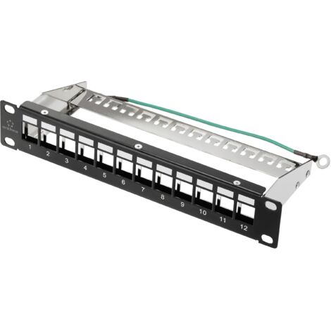 RF-4996626 12 ports Panneau de brassage 254 mm (10") non équipé 1 UH noir non équipé W062922 (1/7)