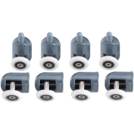 8 x Twin Bottom Top Porte de douche Rouleaux Poulies Roues Coureurs Salle de bain Roue unique (1/5)