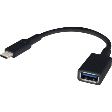 Câble USB USB 3.2 Gen1 (USB 3.0) USB-C® mâle, USB-A femelle 0.15 m noir avec fonction OTG, contacts dorés RF-4455819 W635421 (1/3)