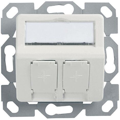 Prise réseau encastré insert avec plaque centrale non équipé 2 ports 100021417 blanc-alpin R05563 (1/5)