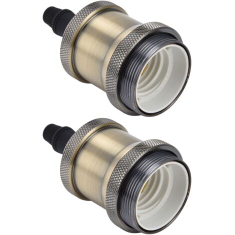 2 Pièces Douille de Lampe Solide E26 E27 Lampe en Aluminium Vintage Douille de Suspension Industrielle pour Luminaire Suspendu Bricolage(Bronze vert),Support De Lampe (1/5)