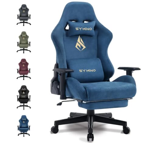Symino Gaming Stuhl, Atmungsaktiver Bürostuhl aus Hochwertigem Stoff, So Weich Wie Pelz, Ergonomischer PC-Stuhl, Verstellbarer und Drehbarer Schreibtischstuhl mit Fußstütze (1/4)
