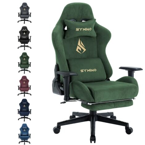 Symino Gaming Stuhl, Atmungsaktiver Bürostuhl aus Hochwertigem Stoff, So Weich Wie Pelz, Ergonomischer PC-Stuhl, Verstellbarer und Drehbarer Schreibtischstuhl mit Fußstütze (1/5)