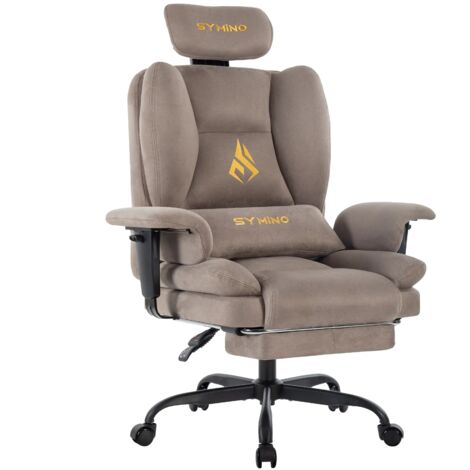 Symino Gaming Stuhl Chefsessel Bürostuhl Ergonomisch, Wildlederimitat Sofa-ähnliches Schreibtischstuhl mit Fußstütze Höhenverstellbarer Office Chair Computerstuhl 134kg