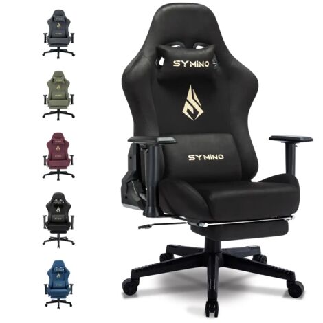 Symino Gaming Stuhl, Atmungsaktiver Bürostuhl aus Hochwertigem Stoff, So Weich Wie Pelz, Ergonomischer PC-Stuhl, Verstellbarer und Drehbarer Schreibtischstuhl mit Fußstütze