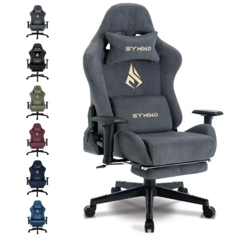 Symino Gaming Stuhl, Atmungsaktiver Bürostuhl aus Hochwertigem Stoff, So Weich Wie Pelz, Ergonomischer PC-Stuhl, Verstellbarer und Drehbarer Schreibtischstuhl mit Fußstütze