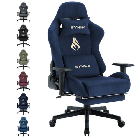 Symino Gaming Stuhl, Atmungsaktiver Bürostuhl aus Hochwertigem Stoff, So Weich Wie Pelz, Ergonomischer PC-Stuhl, Verstellbarer und Drehbarer Schreibtischstuhl mit Fußstütze