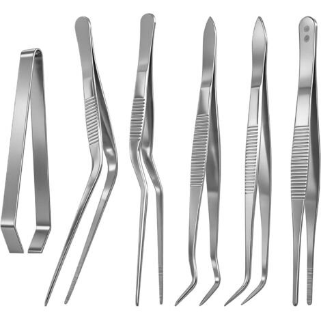 Ensemble de 6 pinces de cuisine en acier inoxydable, pinces à barbecue, adaptées à la cuisson, aux grillades et autres ustensiles de cuisine. (1/5)