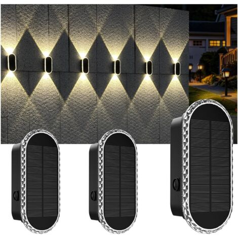 Lampes solaires d'extérieur pour clôture, Mode tricolore, étanches, pour Patio, clôture de maison, arrière-cour, Patio, jardin, porche, paquet de 2 (1/5)