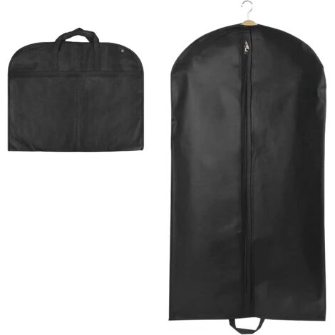 Housse de protection anti-poussière pour vêtements, avec fermeture éclair, 60 x 120 cm, à suspendre, noire.