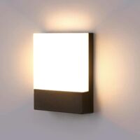 Applique murale extérieure LED 15 W, applique murale extérieure étanche IP65 pour balcon, jardin, rue, garage, cour – Noir (lumière chaude)