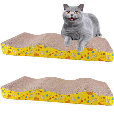 Griffoir pour chat, grand griffoir réversible en carton, canapé-lit moderne avec herbe à chat (lot de 2)