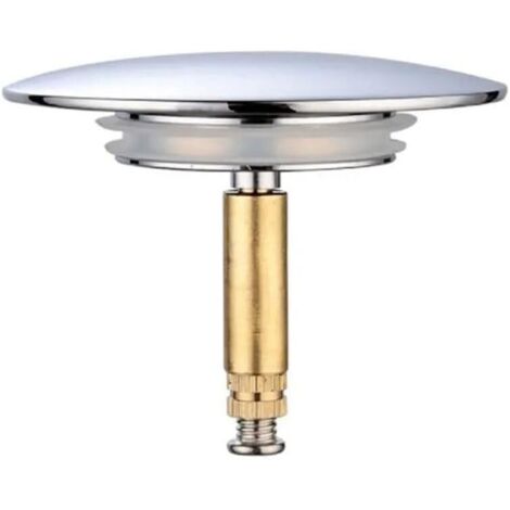 Bouchon de baignoire, Ø 70 mm, avec double joint, réglable en hauteur, bouchon de baignoire universel, robinet de lavabo, laiton trempé avec finition chromée, bonde de bain antirouille (1/4)