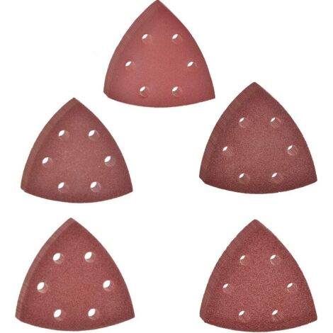 30 pièces 6 trous Triangle feuilles abrasives 60/80/100/120/140 papier abrasif pour ponceuse (1/5)