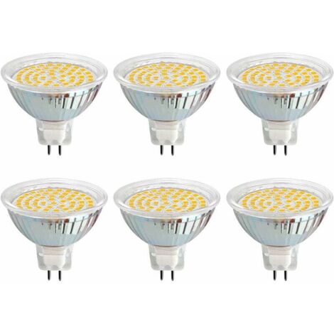 Ampoule GU5.3 LED 12V 3W Blanc Froid 6000K, Ø50mm, 120 Degrés, Équivalent GU5.3 35W 50W, 500LM, AC/DC 12V, Spot LED MR16 GU5.3 pour Cuisine/Salle de Bain/Armoire, Non-dimmable, lot de 6 FDC