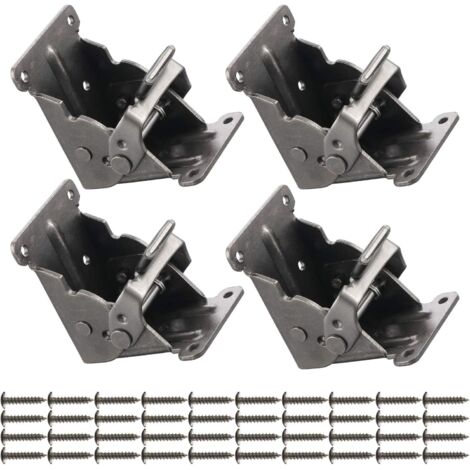 Lot de 4 supports pliants pour pieds de table avec vis, supports de support pliables, matériel de charnière pliable, support d'étagère pliable à extension autobloquante, support pour établi de travail (1/4)