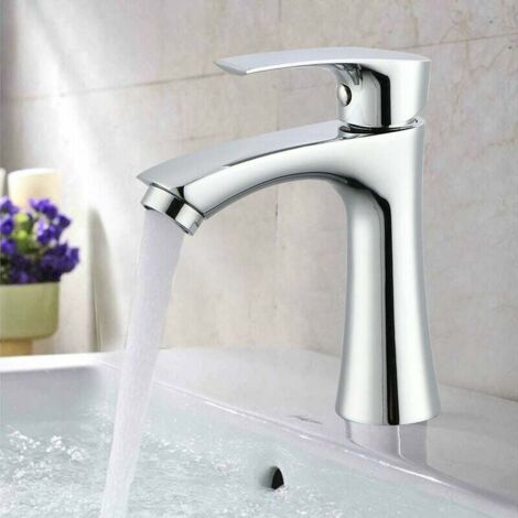 Robinet Eau Froide pour Lave-Mains Robinet Salle de Bain en Inox Chromé Robinet Simple de Lavabo Design Moderne Mitigeur de lavabo (1/5)