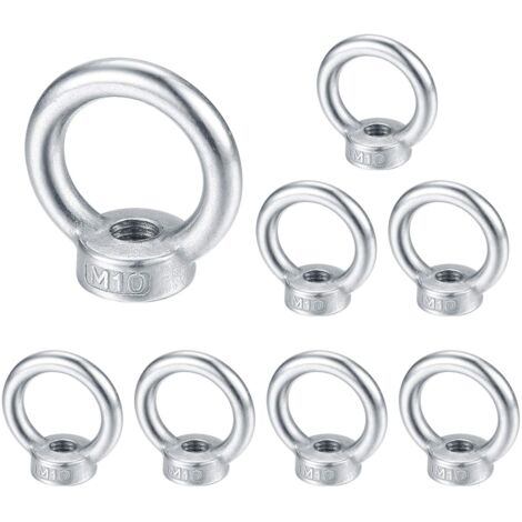 M10 écrou à oeil, anneau de levage boulon à œil, acier inoxydable 304 écrou de bague, piton à visser ecrous - 8 Pcs (1/4)