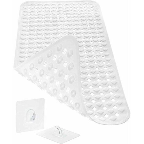 Tapis de bain antidérapant sensible à la peau 88x39cm, accessoire INCL. Tapis de bain antidérapant sans BPA Tapis de douche résistant à la moisissure et lavable en machine (blanc) (1/5)