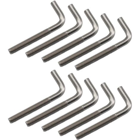 (Lot de 10) M8x100mm boulons d'ancrage en forme de L en acier inoxydable 304 à angle droit longs et carrés (1/5)