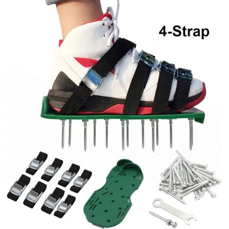 Lawn Shoes Aérateur de pelouse 4 sangles Clous en acier de 5,5 cm Solution efficace pour aérer votre pelouse ou votre cour V7056 (1/5)