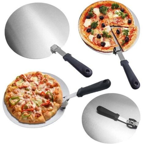 Spatule à pizza ronde en métal de 30 cm avec manche pliable, adaptée au four, au gril ou à la cuisson au four, parfaite pour la préparation de pizzas et de pains maison.