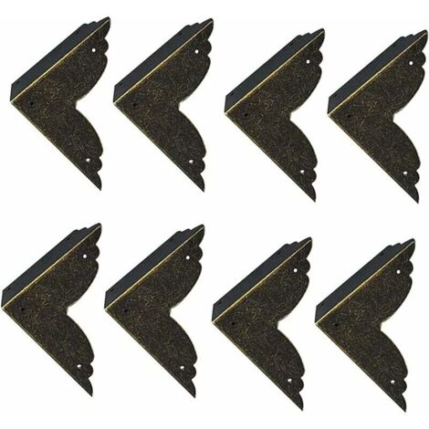Lot de 8 Protecteurs Décoratifs d'Angle en Fer, Métal Bronze pour Meubles et Coffrets