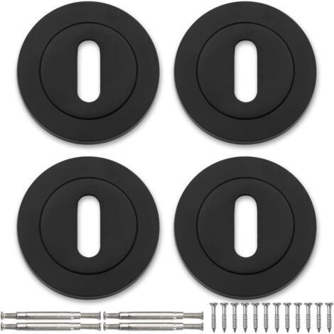 2 paires de cache-trous 52MM noir mat pour trou de serrure -Finition résistante à l'usure et à la rouille - Couleur noire (1/4)